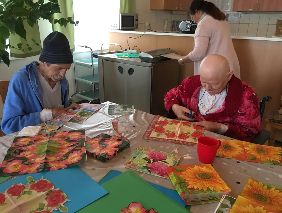 A moment of care and activity at the adult hospice